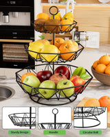 1 x Brand New DUSENHO Fruit Etagere 2 Tier Fruit Bowl Etagere Fruit for more space on the worktop Vegetable basket made of metal Kitchen decoration Fruit bowls for fruit and vegetables - RRP €20.4