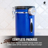 11 x Brand New BEAN ENVY Coffee Jar Airtight with Date Display and CO2 Valve - 650 ml Vacuum Container for Coffee Powder, Coffee Beans - Stainless Steel Coffee Bean Container - Decorative Tea Caddy, Sugar Bowl - Blue - RRP €362.89