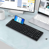 1 x RAW Customer Returns seenda Bluetooth keyboard with mobile phone holder, Daul Bluetooth 4.0 2.4G USB wireless keyboard for mobile phone, tablet, laptop, PC, MacBook, full size QWERTZ layout - black - RRP €22.18