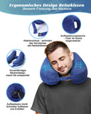 1 x RAW Customer Returns JefDiee Travel Pillow Neck Pillow Inflatable Neck Pillow for Airplane Adult Neck Pillow - Fast Inflatable Pillow with Headrest, Hat, Luxury Bag, Blue - RRP €20.16