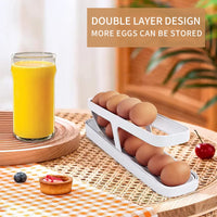 1 x RAW Customer Returns 2 Tier Plastic Egg Dispenser Container, Egg Rack Carton, Egg Storage Carton, Egg Rack for Refrigerator 14 Eggs, White  - RRP €22.8