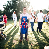 12 x Brand New MIJOMA kitchen apron BEER PONG drinking game with 4 balls 6 plastic drinking cups - reusable for approx. 450 ml - approx. 80 x 50 cm - RRP €257.28