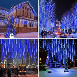 24 x Brand New aneeway Meteor Shower Rain Lights 192 LEDs, Christmas Lights Waterproof Rain Lights 8 Tubes 30cm for Garden Wedding Party Tree Balcony Interior Decoration, Christmas Decoration, Blue - RRP €401.28