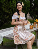 1 x RAW Customer Returns Clearlove Dirndl ladies midi 3-piece traditional dress for Oktoberfest, Carnival, THREE pieces dress, blouse, apron REUSABLE packaging , flowers, 36 - RRP €72.99