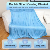 1 x RAW Customer Returns MOOFUN Cooling Blanket, Double Bed Blanket, 80 x 90 , Q-max 0.46 Arc-Chill Technology, Cooling Blanket for Hot Sleepers, Night Sweats, Hot Flashes, Thin, - RRP €39.34