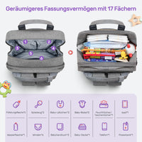 2 x RAW Customer Returns Nuliie Diaper Bag Backpack, Changing Mat, Pacifier Holder and Stroller Strap, Multifunctional Large Baby Bag for Mom and Dad Traveling, Newborn Essentials Grey  - RRP €67.54