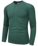 1 x RAW Customer Returns SwissWell Men s Henley Shirt Long Sleeve Button Down Shirt Basic Cotton Classic Grandad Neck T-Shirt Green L - RRP €36.29