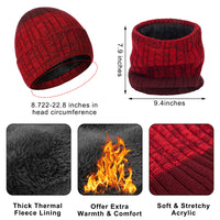 1 x Brand New Geebuzz 3 Piece Winter Scarf Hat and Touchscreen Gloves Set for Men Women Warm Fleece Lined Knitted Hat B-Red  - RRP €27.6