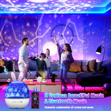 1 x RAW Customer Returns ALLOMN LED starry sky projector for children, dimmable LED music night light lamp with 6 projection films, 360 rotatable Bluetooth music box projector with remote control gift for baby girl boy - RRP €22.98