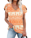 1 x Brand New PLOKNRD T-Shirt for Women Casual Summer Tops Short Sleeve Tunics Orange Pixel, 2XL  - RRP €27.6