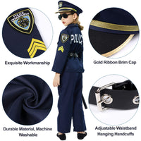 1 x RAW Customer Returns Police Costume Children with Police Equipment Police Shirt Pants Police Hat Handcuffs Police Badge Belt Sunglasses Walkie Talkie Police Toy for Children Boys Halloween Carnival S  - RRP €41.09