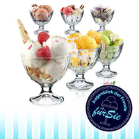 1 x RAW Customer Returns KADAX ice cream bowl glass set, ice cream bowls, dessert glasses with base, ice cream glasses, dessert bowls for ice cream, desserts, fruit, appetizers, cocktails, dessert glasses, ice cream glasses 6, 300 ml  - RRP €26.99