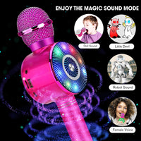 1 x RAW Customer Returns Bluetooth Karaoke Microphone, FISHOAKY Wireless Microphone Speakers, Portable Karaoke for Children Echo Function, Singing, Compatible with iOS or Smartphone Android Rose red  - RRP €19.99