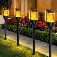 1 x RAW Customer Returns HAUSBELL Pack of 4 solar lamps for outdoor garden, torch solar lights garden with realistic flame effect, IP65 waterproof solar lights for outdoor, lawn, terrace, blakon - RRP €29.99