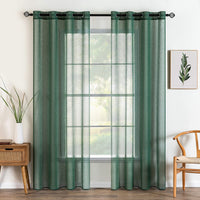 1 x RAW Customer Returns MIULEE Curtain with Eyelets Transparent Curtain Christmas Decoration Sheer Voile Made of Voile Polyester Eyelet Curtain Transparent Living Room for Bedroom Set of 2 140 x 245 cm W x H , Grommet Top Dark Green - RRP €30.89