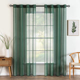 1 x RAW Customer Returns MIULEE Curtain with Eyelets Transparent Curtain Christmas Decoration Sheer Voile Made of Voile Polyester Eyelet Curtain Transparent Living Room for Bedroom Set of 2 140 x 245 cm W x H , Grommet Top Dark Green - RRP €28.22