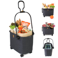 2 x RAW Customer Returns MY DUQUE - Milo - Modern shopping cart up to 10 kg, easily foldable, flexible and double-jointed handle, flexible XXL shopping basket for carrying and pulling black - RRP €115.96