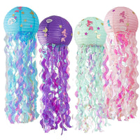 1 x RAW Customer Returns EPODA Pack of 4 mermaid birthday decorations, jellyfish paper lanterns, mermaid party decorations, under the sea birthday decorations, ocean theme party supplies - RRP €18.14