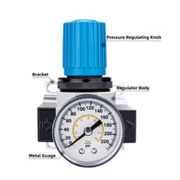 1 x RAW Customer Returns NANPU 1 4 BSP Air Pressure Regulator - Zinc Alloy, Pressure Gauge 0-16 bar , for Air Compressors and Air Tools - RRP €42.51