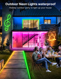 1 x RAW Customer Returns Mexllex Neon LED Strip 5m, IP67 Waterproof Neon LED Light Strip with App and Remote Control, DIY Function, Music Sync, Neon Fairy Lights for Indoor Outdoor Decoration - RRP €19.99