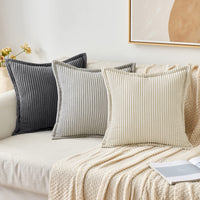 1 x RAW Customer Returns MIULEE Corduroy Cushion Cover Soft Cushion Cover Decorative Sofa Cushions Square Throw Pillows Modern Decorative Pillowcase Striped Pillowcases for Living Room Bedroom 2 Pieces 40 x 40 cm, Cream - RRP €18.14