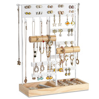 9 x Brand New GHIAKQYT Jewelry Stand Earring Stand - Jewelry Holder Jewelry Tree, Double Watch Stand 118 Holes 4 Hooks Jewelry Storage for Necklaces Ring Earrings Bracelets Watches Accessories White - RRP €224.64