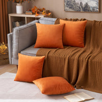 1 x RAW Customer Returns MIULEE Set of 4 Velvet Cushion Covers Decorative Pillowcase Comfortable Smooth Soft Decoration Accessory Home Living Room Bedroom Office for Sofa Orange 45X45CM - RRP €25.49