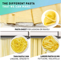 1 x RAW Customer Returns Manual pasta machine with dryer - Multi-Pasta stainless steel Italian flat dough machine 7 levels adjustable, sharp knife clamp - Fresh homemade pasta, spaghetti, lasagne - RRP €48.0