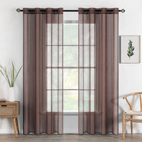 1 x RAW Customer Returns MIULEE Set of 2 Sheer Voile Curtains with Eyelets Transparent Curtain Made of Voile Polyester Eyelet Curtain Transparent Living Room Airy Decorative Curtain for Bedroom 140 X 225 cm W x H , Grommet Top Chocolate - RRP €28.22