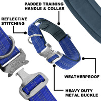 6 x Brand New Black Rhino Tactical Dog Collar, Ultra Soft Neoprene Padded for Medium and Large Dogs, Heavy Duty Metal Buckle, Padded Handle for Dog Training XL, Blue  - RRP €141.42