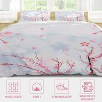 1 x RAW Customer Returns Kseyic Cherry Blossom Bed Linen 135 x 200 cm, Flowers Duvet Cover Pink White Bed Linen Girls, Bed Linen Sets Japanese Style Romantic with Zip Pink-White 2, 135 x 200 cm  - RRP €35.28