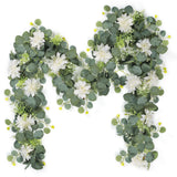 1 x RAW Customer Returns LOMOHOO 2 Pieces Flower Garland Dahlia Garland Artificial Flowers Rustic Flower Arrangements 6 Meters Artificial Flowers White Dahlia Hanging Garland for Wedding Decoration - RRP €21.17