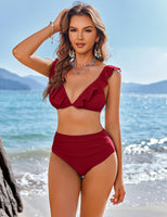 1 x RAW Customer Returns AI MAGE Bikini Set Women High Waist 2 Pack Swimsuit Sexy Holiday Push Up Swimwear Red XL - RRP €30.24