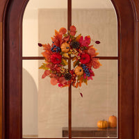 1 x RAW Customer Returns Valery Madelyn 40cm autumn decoration door wreath, autumn decoration, door wreath with artificial fabrics pumpkin, pine cones, grapes for front door Thanksgiving home window party decoration - RRP €28.22