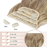 1 x RAW Customer Returns FESHFEN Clip in Extensions, 4PCS Hair Extensions with Clips Synthetic Wavy Hair Extensions Caramel Brown Mixed Beige Blonde Wavy Wavy Hair Extensions Clip in Hairpiece for Women 50 cm - RRP €24.54