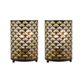 1 x RAW Customer Returns TRIROCKS Set of 2 Metal Battery Lamps 16cm Tall Bronze Battery Operated Table Lanterns with Warm Lights for Indoor and Outdoor Wedding Tables Scalloped Hollow Model  - RRP €27.99