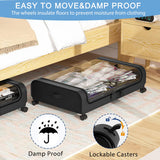 1 x RAW Customer Returns Under Bed Storage Box 2 Pieces Under Bed Chest with Wheels Lid 48L Metal Frame Bed Box Organizer Storage Bag Foldable Under Bed Box for Clothes Shoes Blankets Bedding Black - RRP €44.99