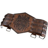 1 x Brand New HiiFeuer Viking Embossed Waist Armor, Norse Faux Leather Wide Belt, Medieval Knight Corset Belt for Larp Costume Brown B  - RRP €61.61