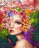 1 x Brand New LukFun DIY Oil Painting Paint by Numbers Kits for Adults, Paint by Numbers, Colorful Butterflies Beauty Lady Craft on Canvas 40x50cm Flower Girl, Without Frame  - RRP €10.24