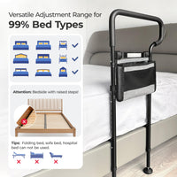 1 x RAW Customer Returns NIMOOD C3 PRO stand-up aid bed with extension leg for better stability, grab handles for seniors, height-adjustable grab handle bed entry aid, LED sensor light to prevent falls - RRP €79.67