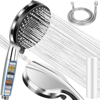 10 x Brand New LADYSONS shower head with filter Shower head with hose 1.5M High pressure hand shower 7 jet types 20 filtration Economical shower head for removing hard water, residual chlorine, heavy metals - RRP €240.0