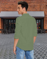 1 x RAW Customer Returns LVCBL Men s Autumn Winter Shirt Linen Shirt Leisure Lightweight Linen Shirt for Men Army Green M - RRP €23.98