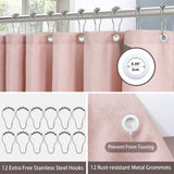 1 x RAW Customer Returns Linen shower curtain with metal shower curtain rings fabric textile bathtub curtain anti-mold bathroom curtain set waterproof bathtub curtain heavy shower curtain bathroom - 182 x 182cm pink  - RRP €28.34