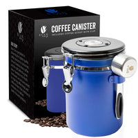 11 x Brand New BEAN ENVY Coffee Jar Airtight with Date Display and CO2 Valve - 650 ml Vacuum Container for Coffee Powder, Coffee Beans - Stainless Steel Coffee Bean Container - Decorative Tea Caddy, Sugar Bowl - Blue - RRP €362.89