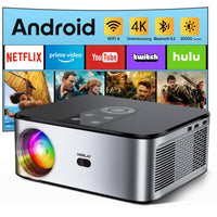 1 x RAW Customer Returns Projector, HORLAT 5G WiFi Bluetooth Full HD Projector, Native 1080P Home Theater Video Projector 4K Supported, 16000 Lumens, Auto 4P 4D Keystone Correction, 50 Zoom, Compatible with iOS Android TV Stick Gray  - RRP €160.33