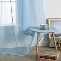 1 x RAW Customer Returns MIULEE Set of 2 Sheer Voile Curtains with Eyelets Transparent Curtain Made of Polyester Eyelet Curtain Transparent Living Room Airy Decorative Curtain for Bedroom 140 x 225 cm W x H , Grommet Top Dusty Blue - RRP €23.18