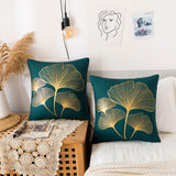 1 x RAW Customer Returns ETOLISHOP Set of 2 cushion covers 40 x 40 cm cushion covers Ginkgo Biloba velvet cushion covers blue dark green cushion cover soft cozy cushion covers decoration modern decorative cushions sofa cushions decorative - RRP €14.99