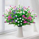 10 x Brand New 12 bundles of artificial flowers for outdoors, artificial flowers outdoor balcony plants, UV-resistant weatherproof plastic flowers decoration, artificial flowers for balcony garden balcony box flower box-white fuchsia purple - RRP €189.9