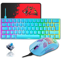 1 x RAW Customer Returns ZIYOU LANG 60 Compact RGB Gaming Mechanical Keyboard Blue Set Combo - Blue Switch - Mini QWERTY Layout Detachable USB-C Cable - 12000 DPI Honeycomb Programming Mouse for PC PS4 xBox Tablet - RRP €28.5