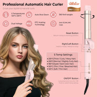 1 x RAW Customer Returns 360 Rotating Curling Iron Automatic, 32MM Automatic Curling Iron, Nano Titanium Coating Curling Iron Large Curls, Hair Curler with 5 Temperatures 120-230 , Curling Iron for Hair Styling - RRP €59.5